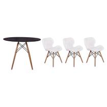 Kit Mesa Jantar Eiffel 120cm Preta 03 Cadeiras Slim Branca Kit Mesa Jantar Eiffel 120cm Preta 03 Cadeiras Slim Branca
