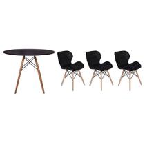Kit Mesa Jantar Eiffel 120cm Preta 03 Cadeiras Slim Preta