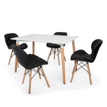 Kit Mesa Jantar Eiffel 120x80 Branca + 04 Cadeiras Slim - Preta