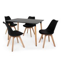 Kit Mesa Jantar Eiffel 120x80 Preta + 04 Cadeiras Leda - Preta Kit Mesa Jantar Eiffel 120x80 Preta + 04 Cadeiras Leda - Preta