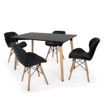 Kit Mesa Jantar Eiffel 120x80 Preta 04 Cadeiras Slim Preta Kit Mesa Jantar Eiffel 120x80 Preta 04 Cadeiras Slim Preta