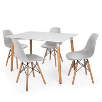 Kit Mesa Jantar Eiffel 120x80cm Branca + 4 Cadeiras Charles Eames - Cinza