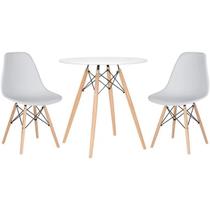 Kit Mesa Jantar Eiffel 80cm Branca + 2 Cadeiras Charles Eames - Branca - DECORESHOP