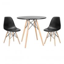 Kit Mesa Jantar Eiffel 80cm Preta + 2 Cadeiras Eames Eiffel
