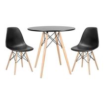 Kit Mesa Jantar Eiffel 80cm Preta + 2 Cadeiras Eames Eiffel