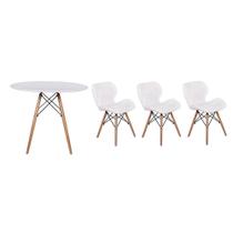 Kit Mesa Jantar Eiffel 90cm Branca 03 Cadeiras Slim Branca