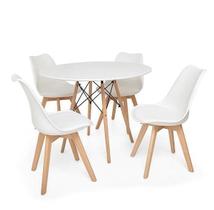 Kit Mesa Jantar Eiffel 90Cm Branca + 04 Cadeiras Leda - Bran
