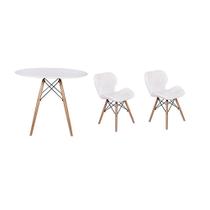 Kit Mesa Jantar Eiffel 90cm Branca e 02 Cadeiras Slim Branca Kit Mesa Jantar Eiffel 90cm Branca e 02 Cadeiras Slim Branca