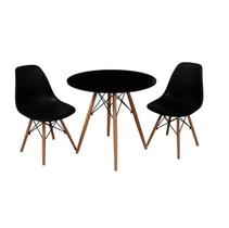 kit Mesa Jantar Eiffel 90cm Preta + 2 Cadeiras Charles Eames - Preta