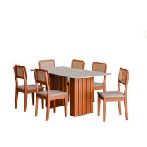 Kit Mesa Jantar Santiago 160 Com Tampo de Vidro e 6 Cadeiras Kit Mesa Jantar Santiago 160 Com Tampo de Vidro e 6 Cadeiras