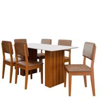 Kit Mesa Jantar Santiago 160 Tampo Vidro 6 Cadeiras Córdoba
