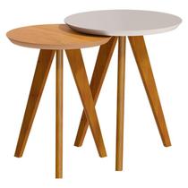 Kit Mesa Lateral Classic Redonda Off White Nature - Imcal Kit Mesa Lateral Classic Redonda Off White Nature - Imcal