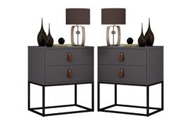 Kit Mesa Lateral Criado Cabeceira Unic45 Industrial Base Pto Kit Mesa Lateral Criado Cabeceira Unic45 Industrial Base Pto