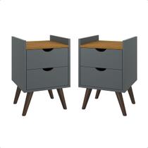 Kit mesa lateral de cama cabeceira 2 gavetas Kit mesa lateral de cama cabeceira 2 gavetas