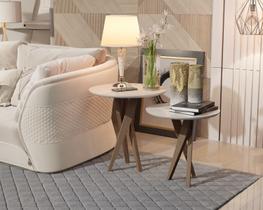 kit mesa lateral estilo retro - off white - Moveis Decor