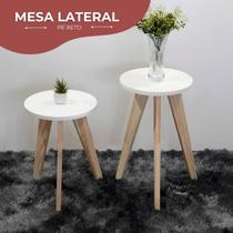 Kit Mesa Lateral Porta Objetos Pé Reto Para Sala Quarto Decorativa - Kelan