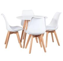 Kit Mesa Leda Redonda 90cm com 4 Cadeiras Brancas Compacta, Moderna e Ideal para Cozinha ou Sala de Jantar
