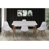 Kit Mesa Luiza 135cm 4 Cadeiras Eiffel Pé Escuro Branco