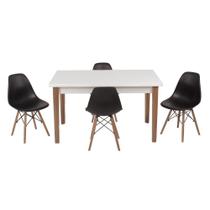 Kit Mesa Luiza 135cm 4 Cadeiras Eiffel Preto