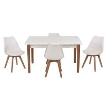 Kit Mesa Luiza 135cm Branca 4 Cadeiras Leda Branco