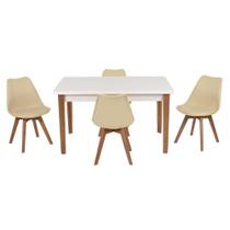 Kit Mesa Luiza 135cm Branca 4 Cadeiras Leda Nude Kit Mesa Luiza 135cm Branca 4 Cadeiras Leda Nude