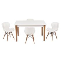 Kit Mesa Luiza 135cm Branca 4 Cadeiras Slim Branco Kit Mesa Luiza 135cm Branca 4 Cadeiras Slim Branco