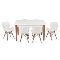 Kit Mesa Luiza 135cm Branca 6 Cadeiras Slim Branco