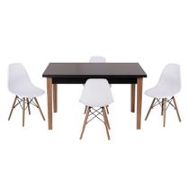 Kit Mesa Luiza 135cm Preta 4 Cadeiras Eiffel Branco