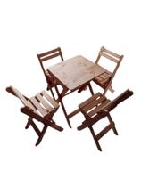 Kit Mesa Madeira Pinus e 4 Cadeiras Dobrável - Volpato Kit Mesa Madeira Pinus e 4 Cadeiras Dobrável - Volpato