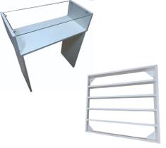 Kit Mesa Manicure c/prateleira De Vidro 60 cm + expositor De Esmalte Kit Mesa Manicure c/prateleira De Vidro 60 cm + expositor De Esmalte