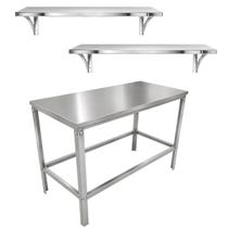 Kit Mesa Média Multiuso + 2 Prateleiras 72cm G Aço Inox 430 Kit Mesa Média Multiuso + 2 Prateleiras 72cm G Aço Inox 430