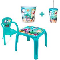 Kit Mesa Mesinha 1 Cadeira Infantil Balde Pipoca e Copo 550ml Lanchar