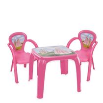 Kit Mesa Mesinha Com 2 Cadeiras Infantil Desenho Decorada Resistente Brincar Estudar