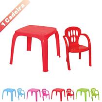 Kit Mesa Mesinha E 1 Cadeira Infantil Plástico Varias Cores