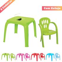 Kit Mesa Mesinha E 2 Cadeiras Infantil Plástico Varias Cores - Usual Utilidades