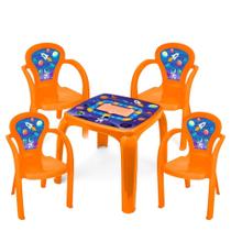 Kit Mesa Mesinha e 4 Cadeira Infantil Educativa Resistente Brincar Estudar - Usual Utilidades