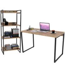Kit Mesa Para Escritório com Estante 4 Prateleiras Industrial Form C01 120 cm Carvalho - Lyam Decor Kit Mesa Para Escritório com Estante 4 Prateleiras Industrial Form C01 120 cm Carvalho - Lyam Decor
