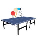 Kit Mesa Ping Pong MDF 15mm 2 Raquete 3 Bolinha Rede