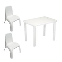 Kit Mesa Plástica Infantil Branca e 2 Cadeiras Branca