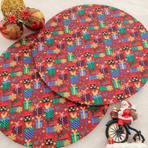 Kit Mesa Posta 06 Bases MDF 35CM + 06 Capas de Sousplat Em Tecido Natal Presente Tricoline 100% Algodão Kit Mesa Posta 06 Bases MDF 35CM + 06 Capas de Sousplat Em Tecido Natal Presente Tricoline 100% Algodão