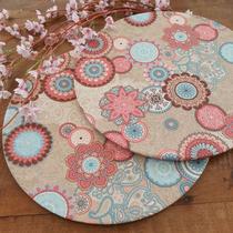 Kit Mesa Posta 08 Bases MDF 35CM + 08 Capas de Sousplat Em Tecido Impermeável Mandala Nude