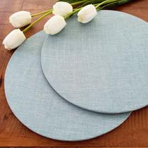 Kit Mesa Posta 08 Bases MDF 35CM + 08 Capas de Sousplat Em Tecido Mellange Verde Agua