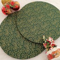 Kit Mesa Posta 08 Capas de Sousplat Em Tecido Natal Caracol Verde Tricoline 100% Algodão