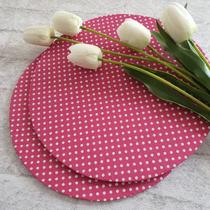Kit Mesa Posta 10 Bases MDF 35CM + 10 Capas de Sousplat Em Tecido Poá Pink