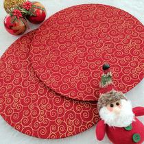 Kit Mesa Posta 10 Capas de Sousplat Em Tecido Natal Caracol Vermelho Tricoline 100% Algodão Kit Mesa Posta 10 Capas de Sousplat Em Tecido Natal Caracol Vermelho Tricoline 100% Algodão