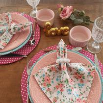 Kit Mesa Posta 12 Bases MDF 35cm 12 Capas de Sousplat 12 Guardanapos de tecido 40x40cm 12 Anéis Porta Guardanapo