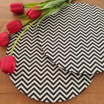 Kit Mesa Posta 12 Bases MDF 35CM + 12 Capas de Sousplat Em Tecido Chevron preto Tricoline 100% Algodão