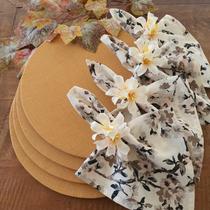 Kit Mesa Posta 12 Capas de Sousplat 12 Guardanapos de tecido 40x40cm 12 Anéis Argola Porta Guardanapo