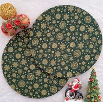 Kit Mesa Posta 12 Capas de Sousplat Em Tecido Natal Estrela Verde Tricoline 100% Algodão