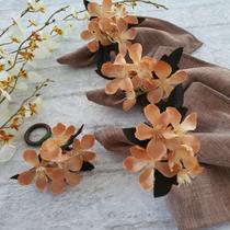 Kit mesa posta argola anel Porta Guardanapo flor palha 8 un